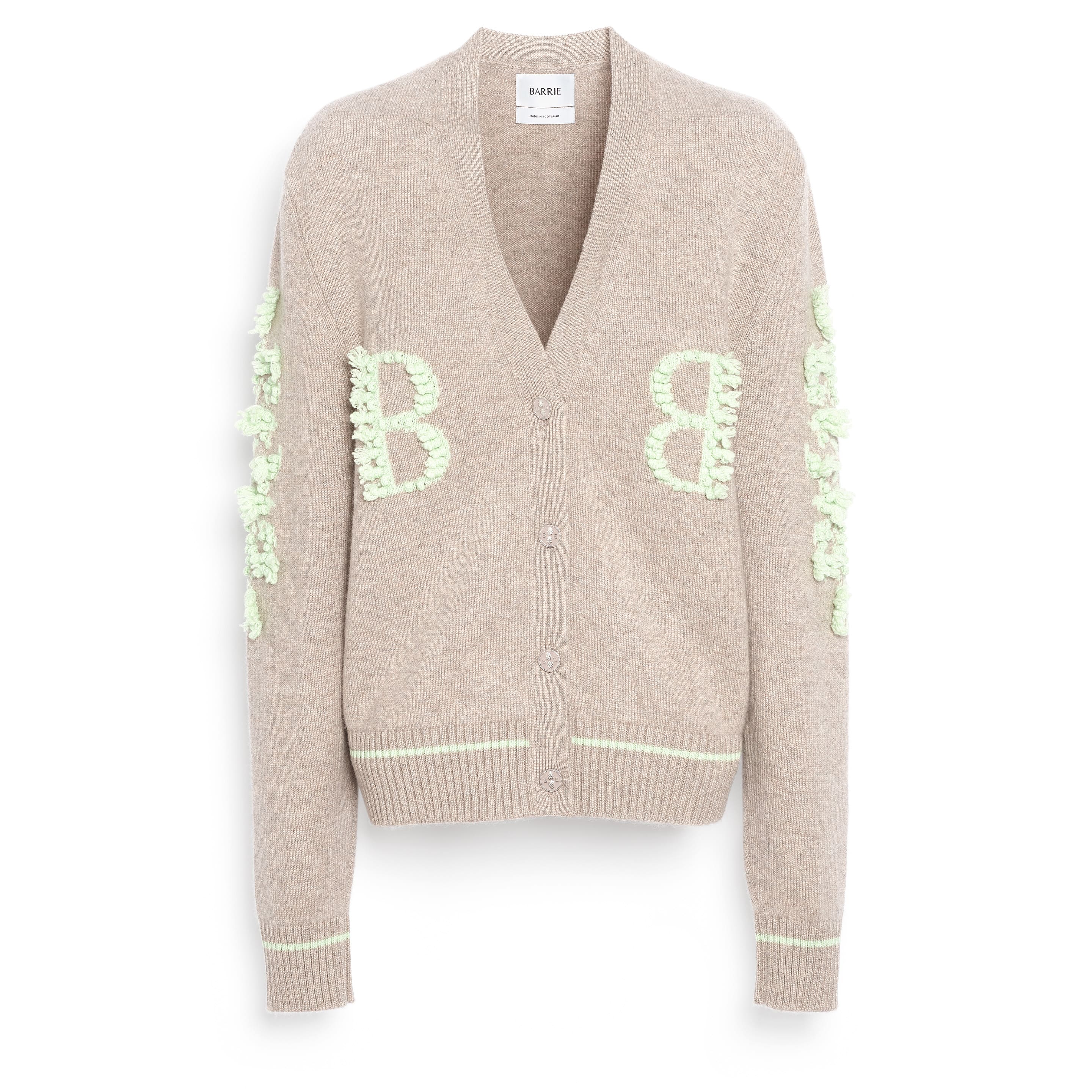 Cashmere B logo V neck cardigan Barrie