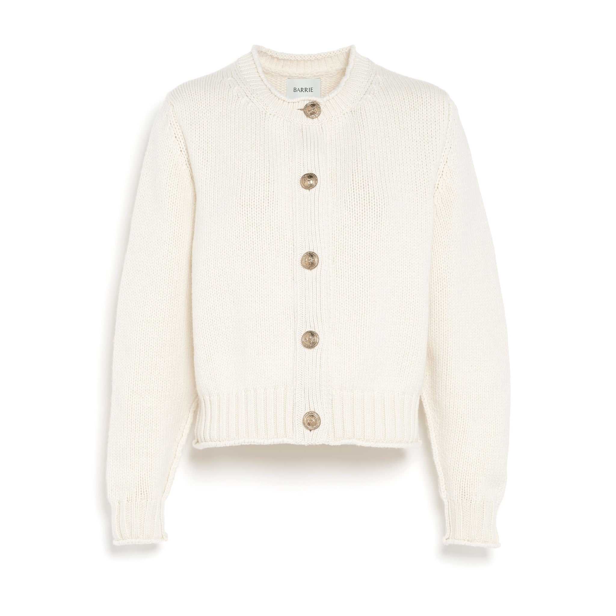 Chunky cashmere cardigan with gold buttons – Barrie.com