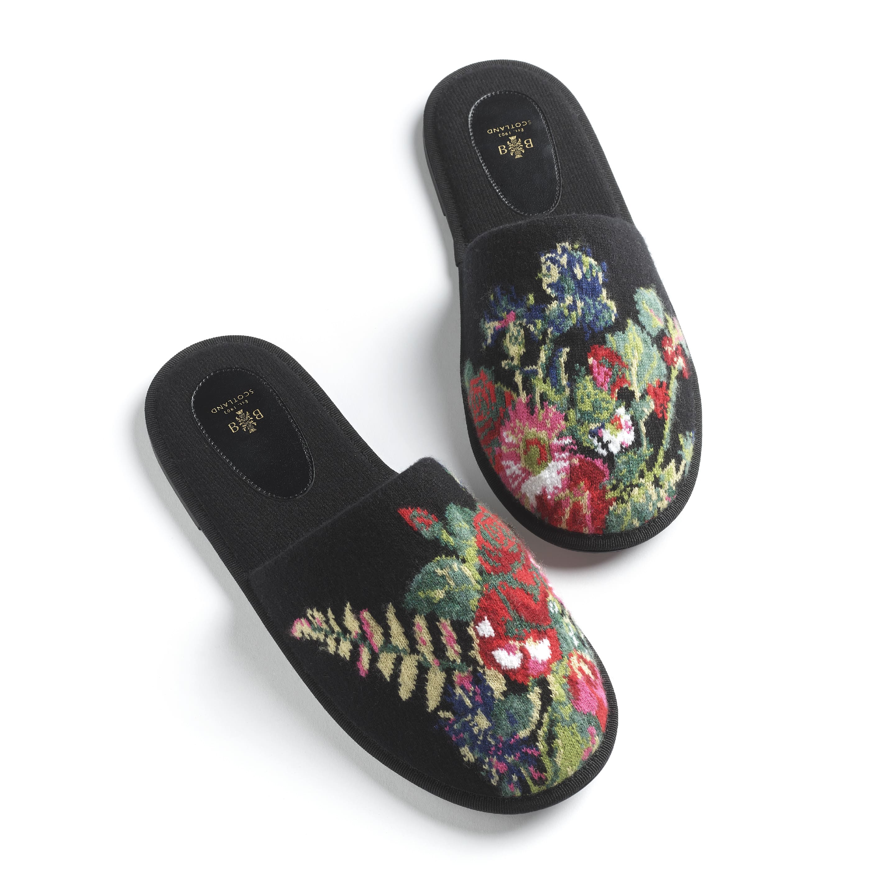 Floral cashmere slippers – Barrie.com