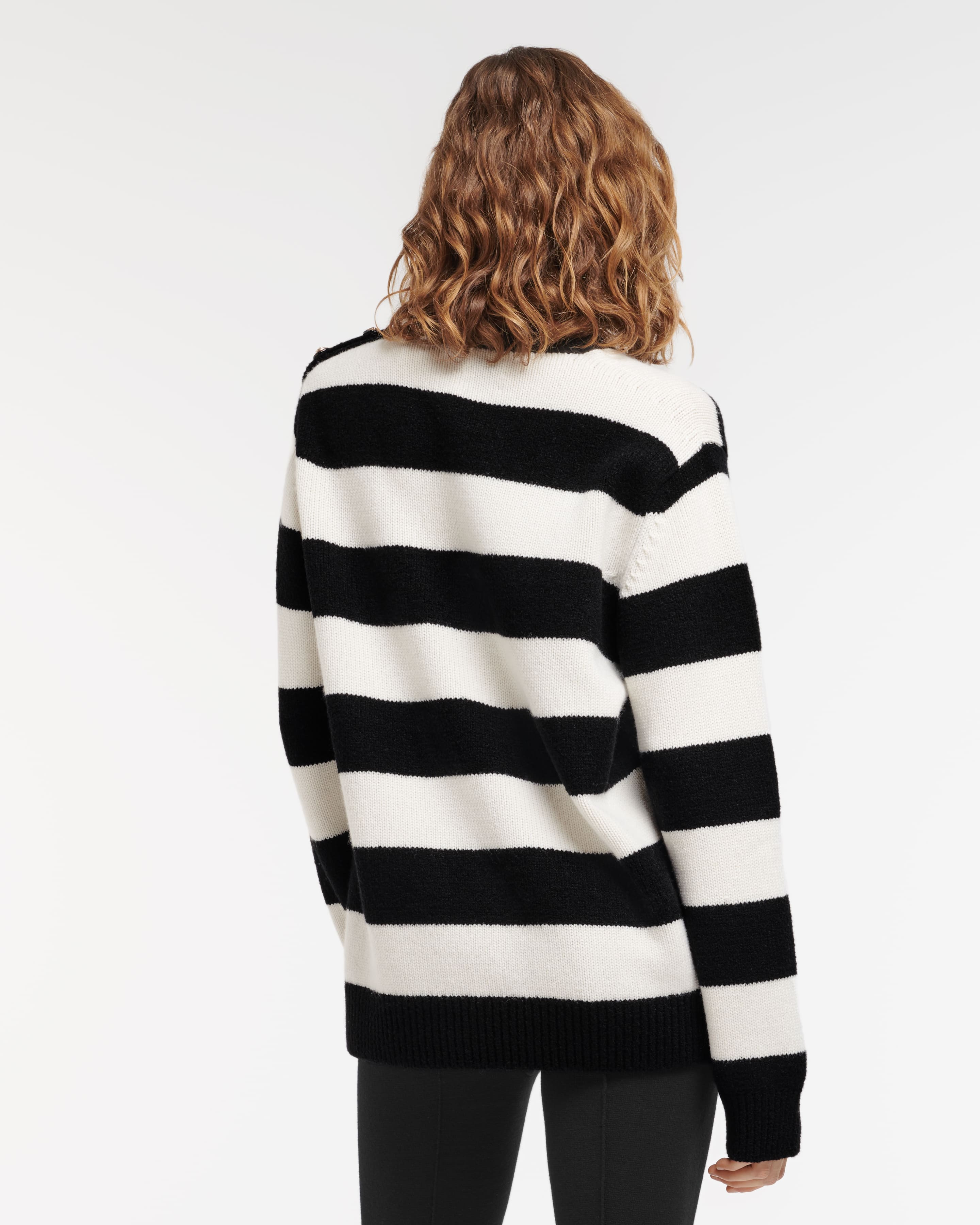 Striped wool, cashmere and silk top