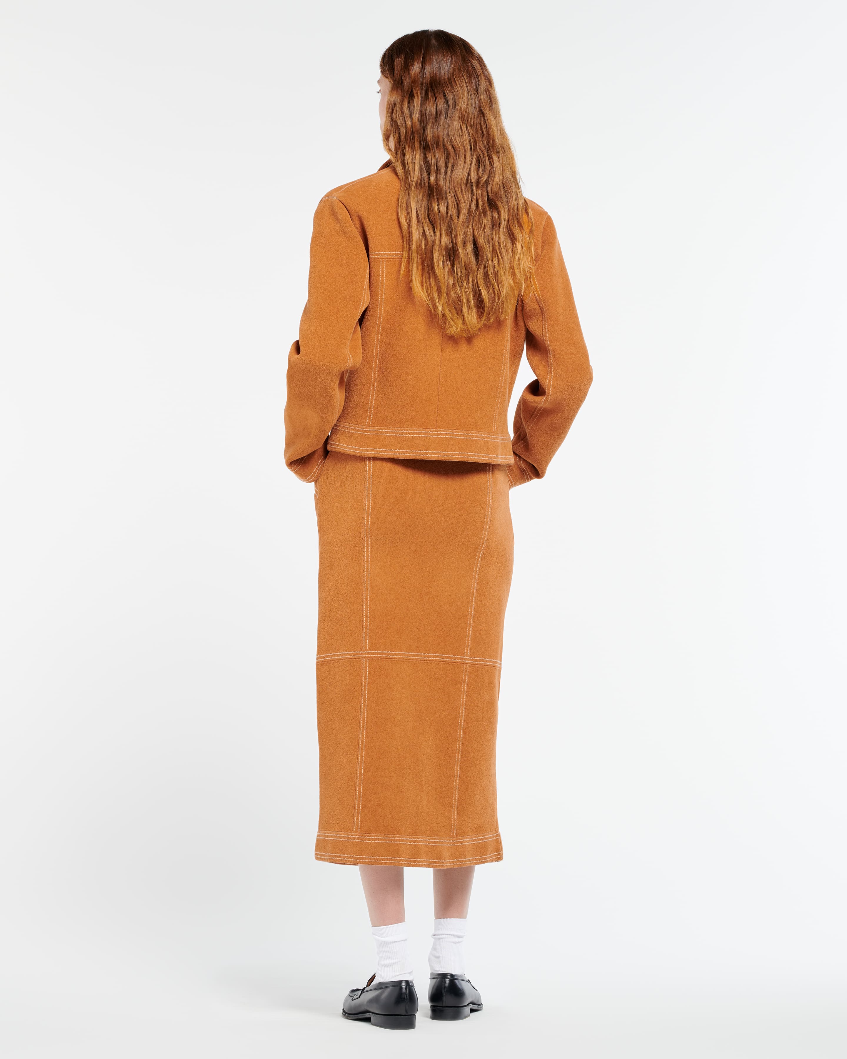 Suede effect long skirt in cashmere and cotton Barrie