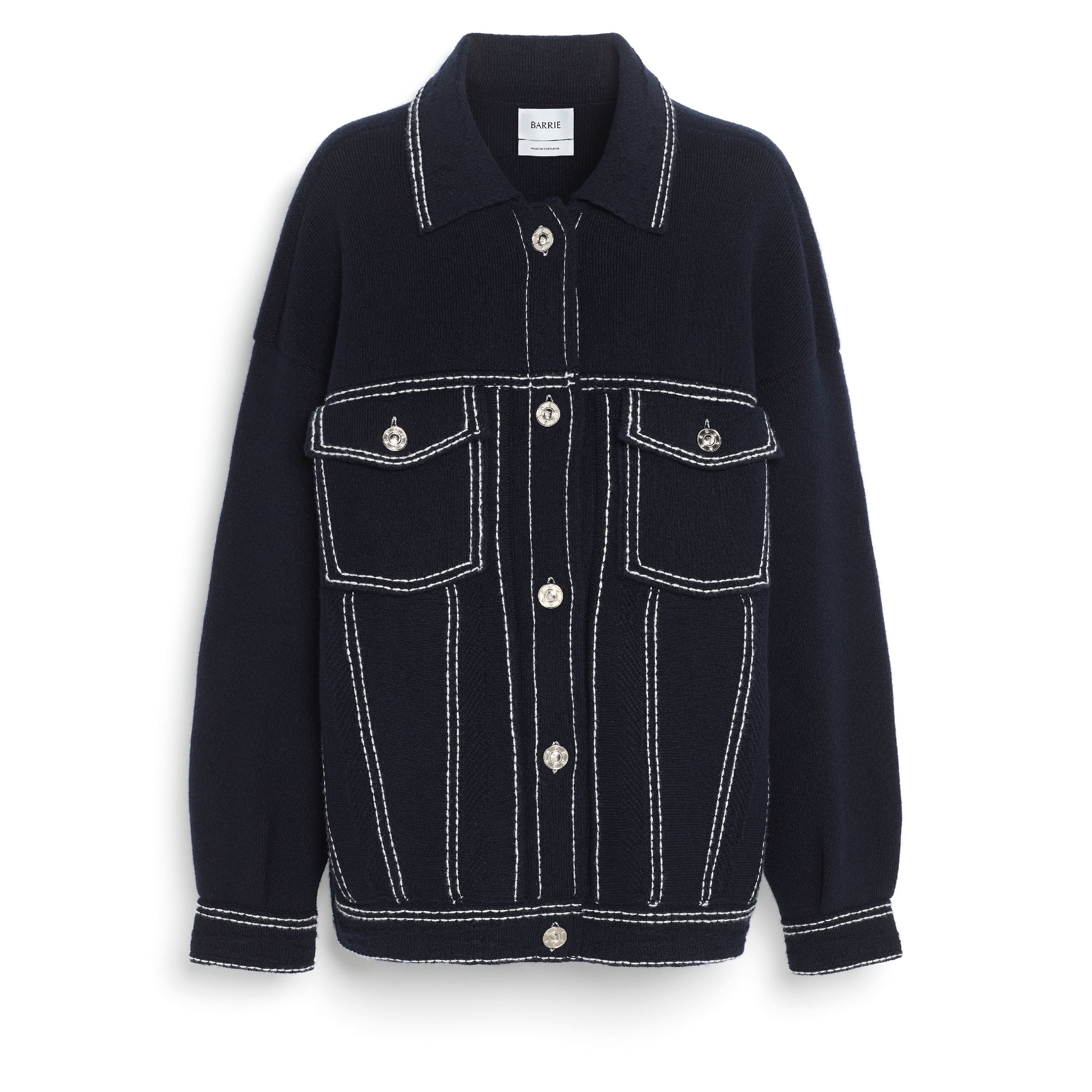 Denim oversized cashmere and cotton jacket – Barrie.com