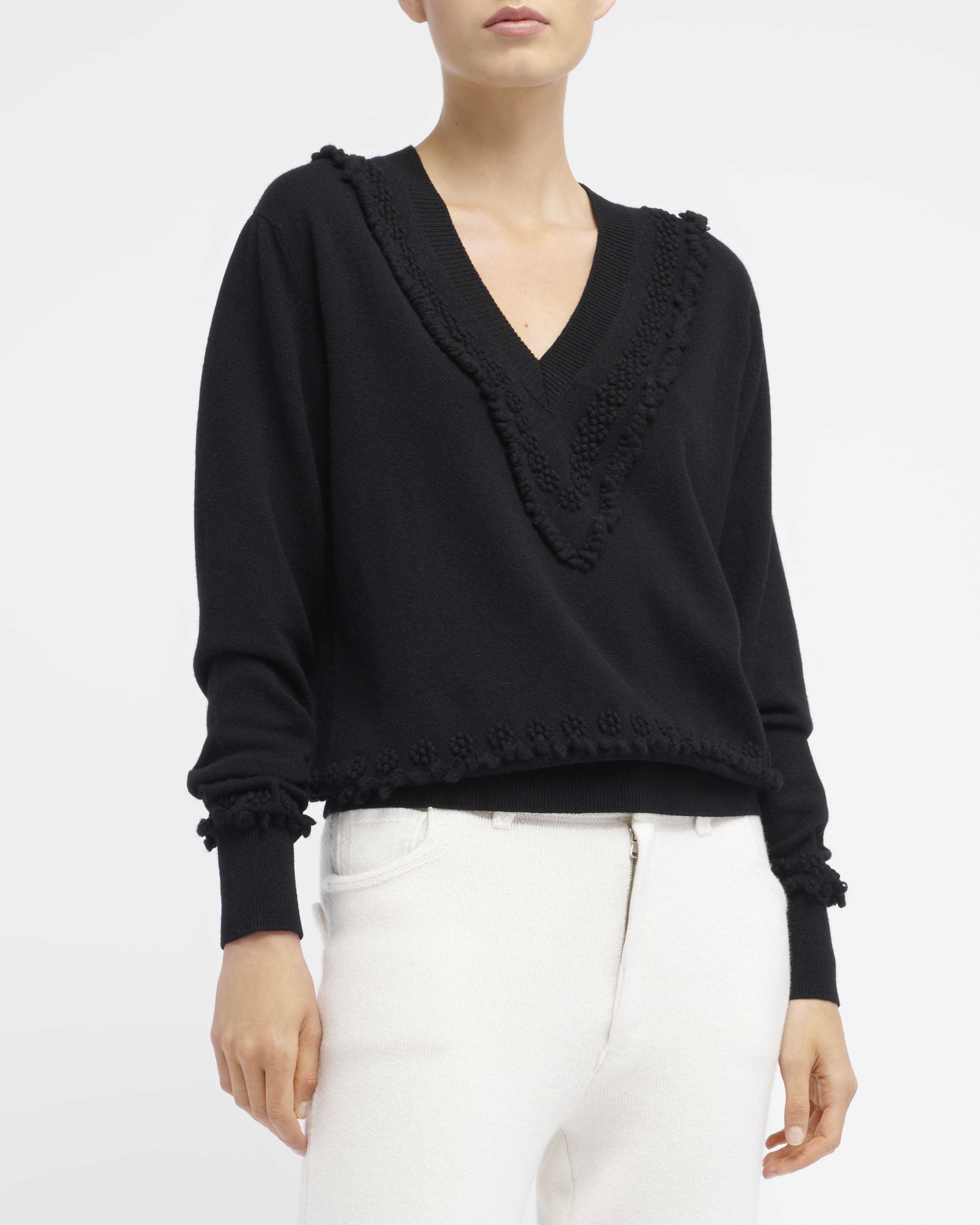 Black v neck outlet cashmere jumper