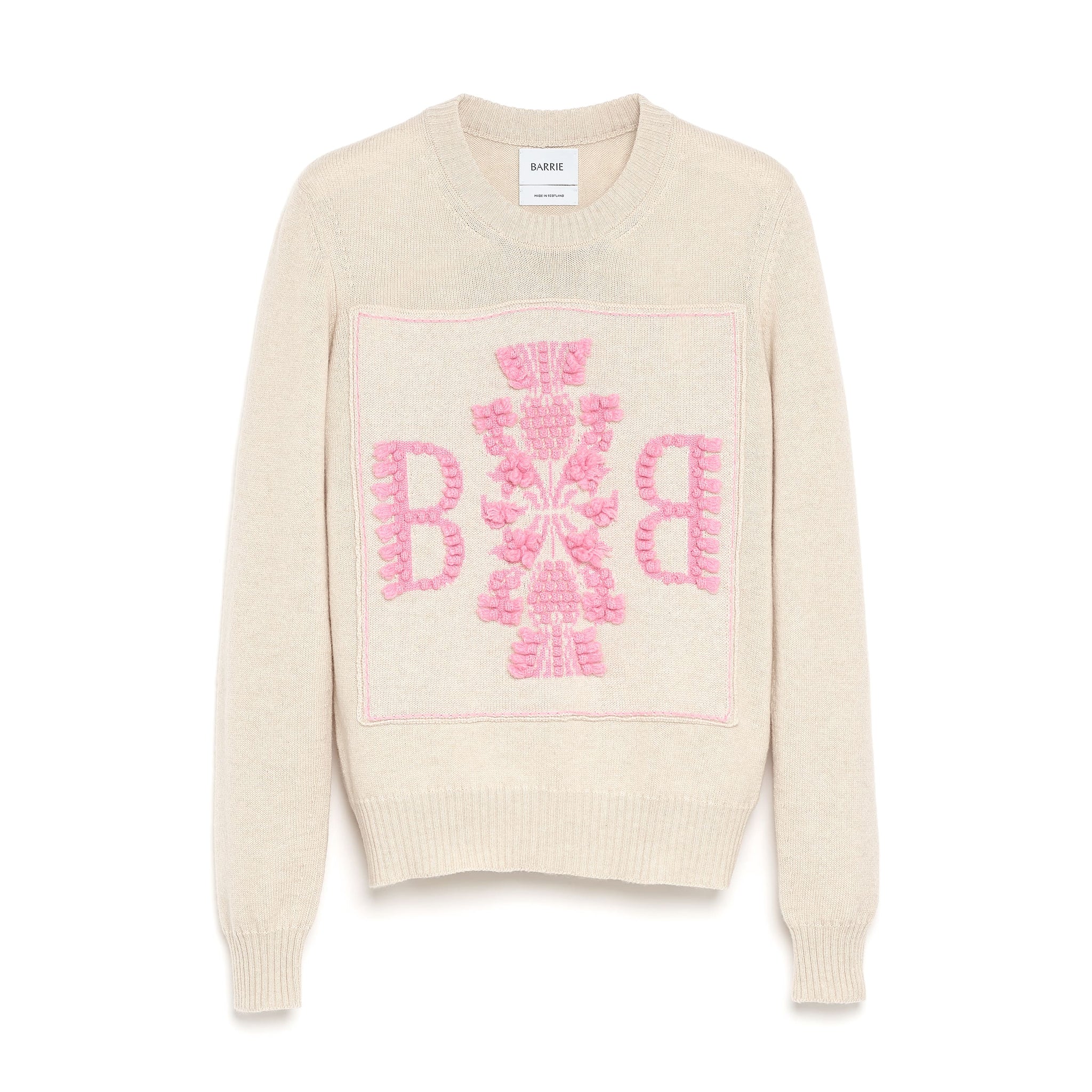 Pull col rond logo 3D en cachemire –