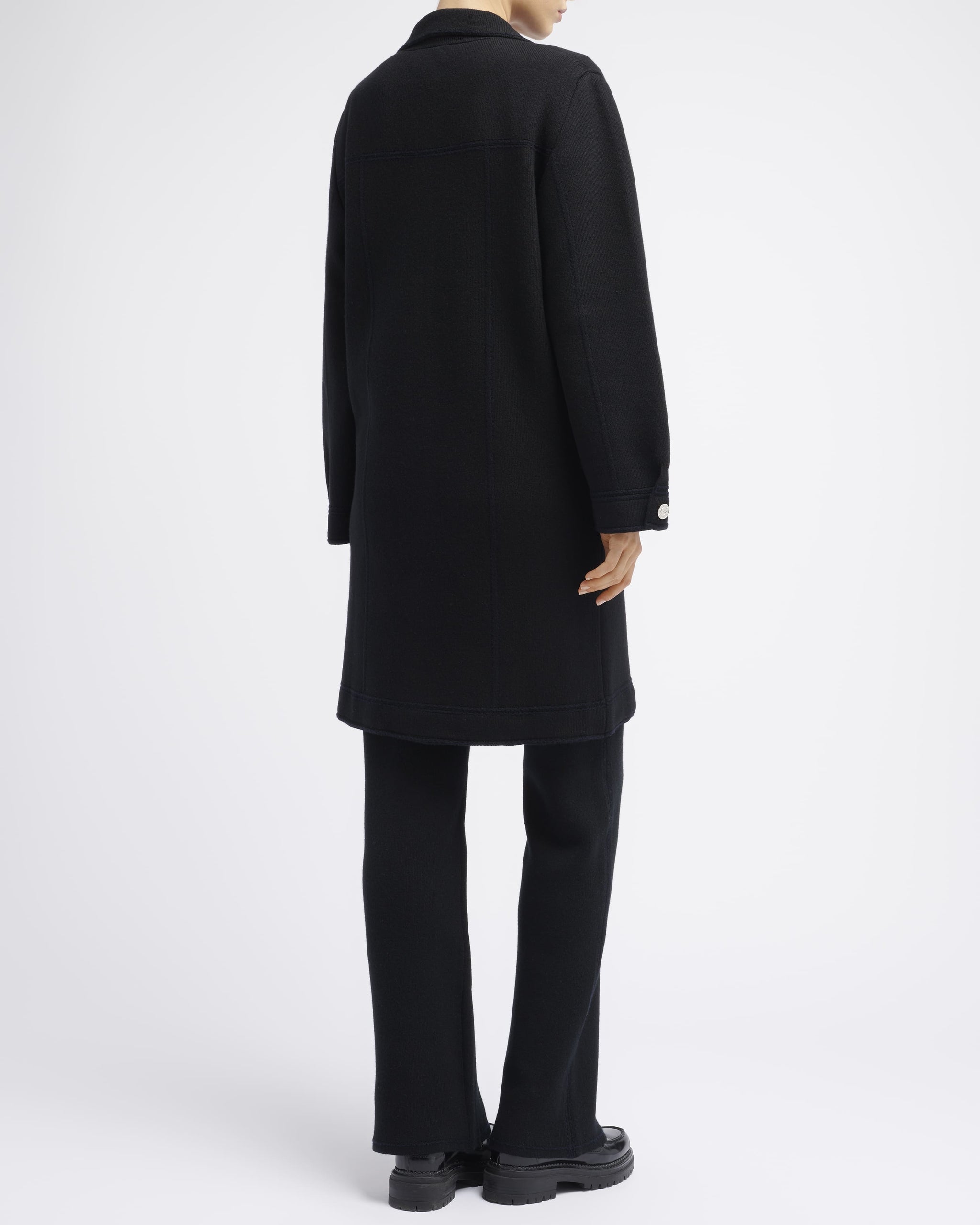 Denim cashmere and cotton long jacket – Barrie.com