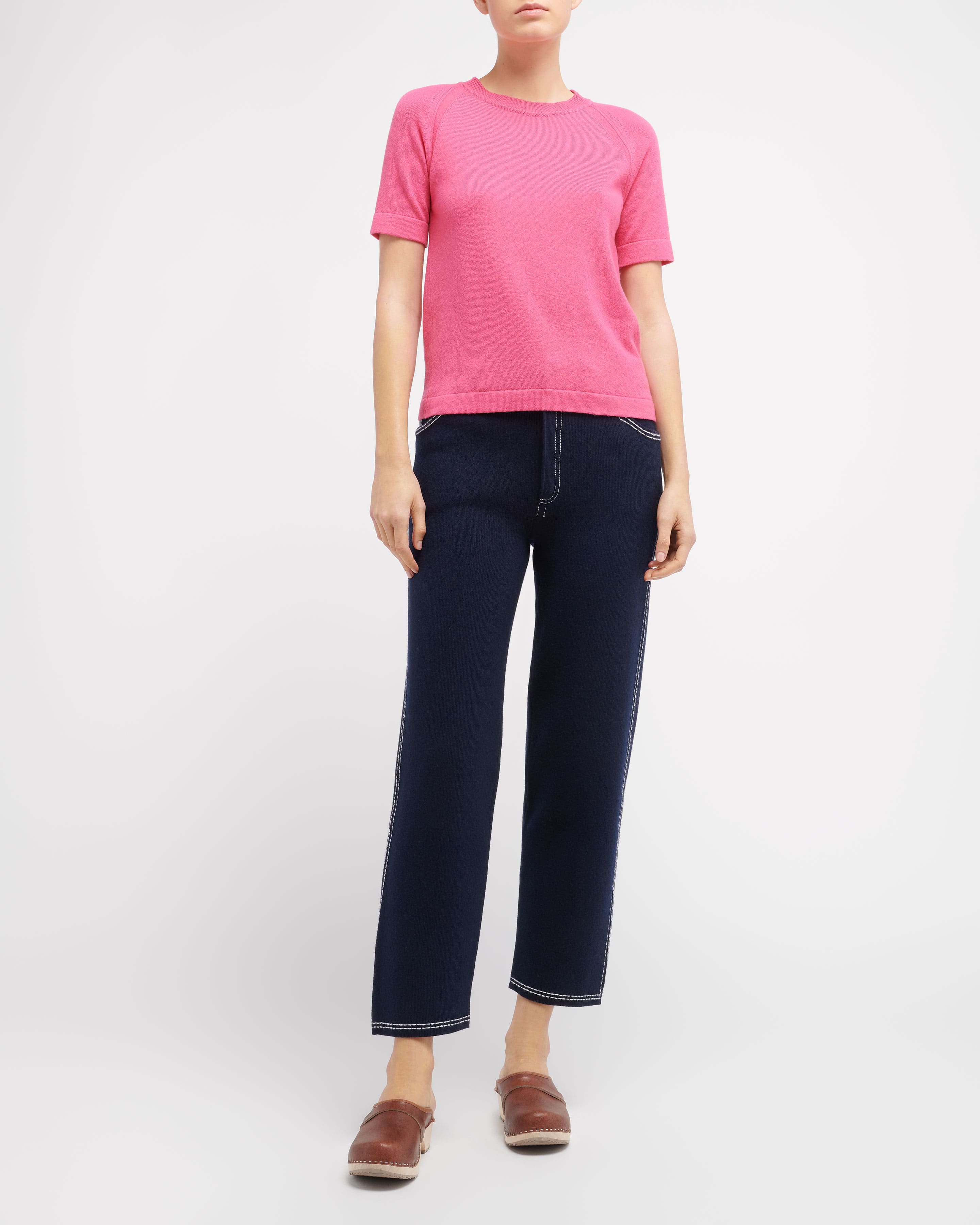 Barrie short-sleeve cashmere top - Pink