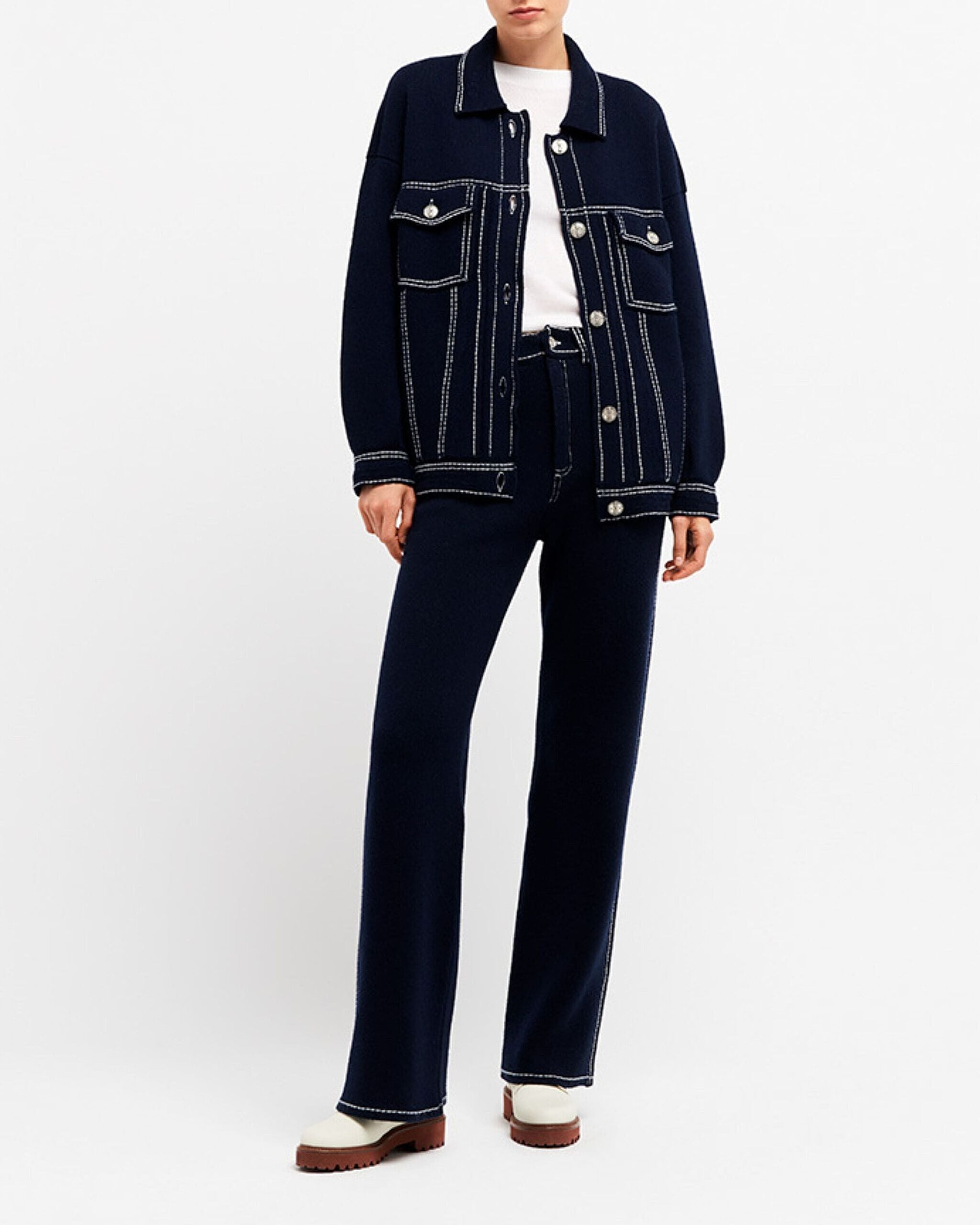 Barrie Oversized contrast-stitch Denim Jacket - Farfetch
