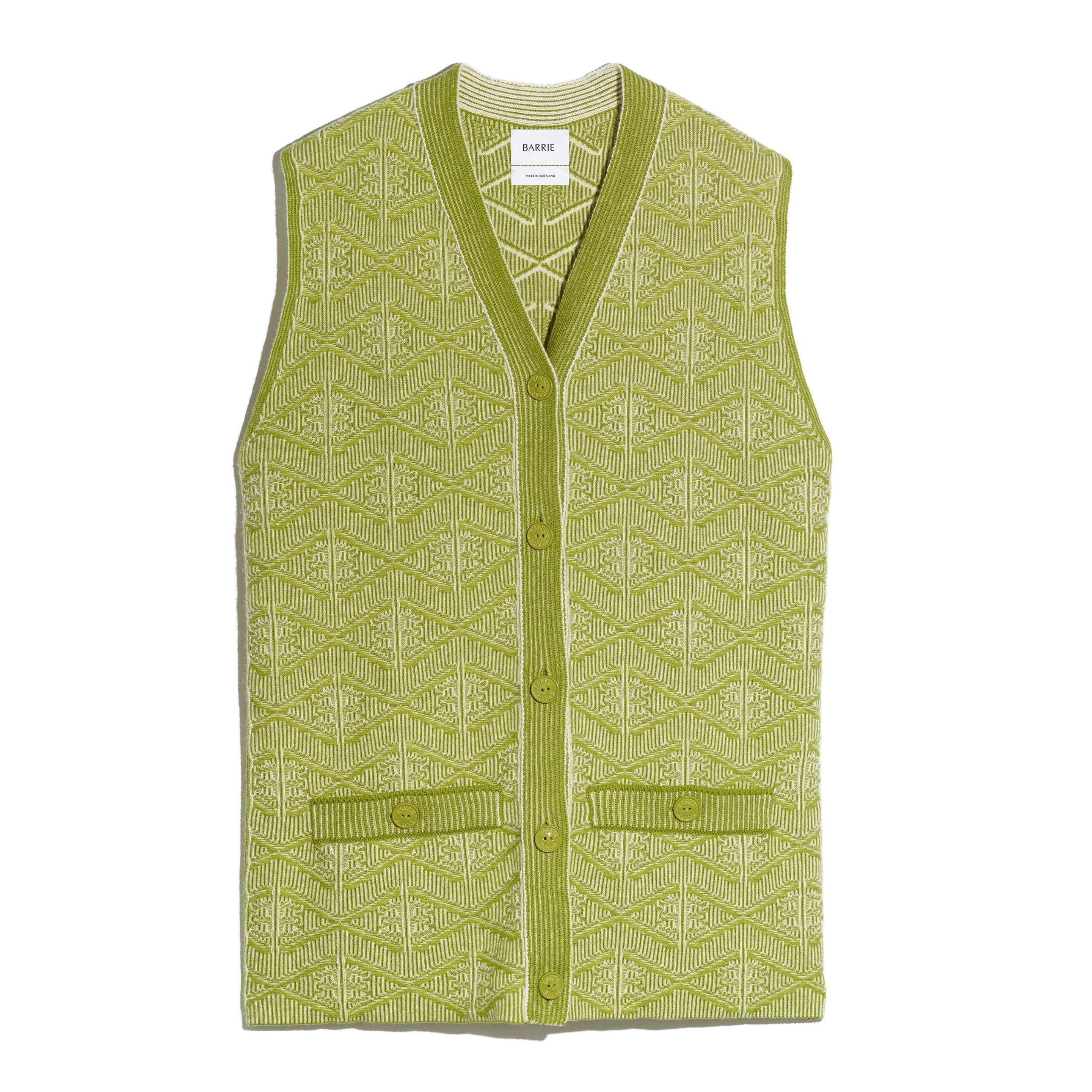 Barrie monogram-pattern zip-neck jumper - Green